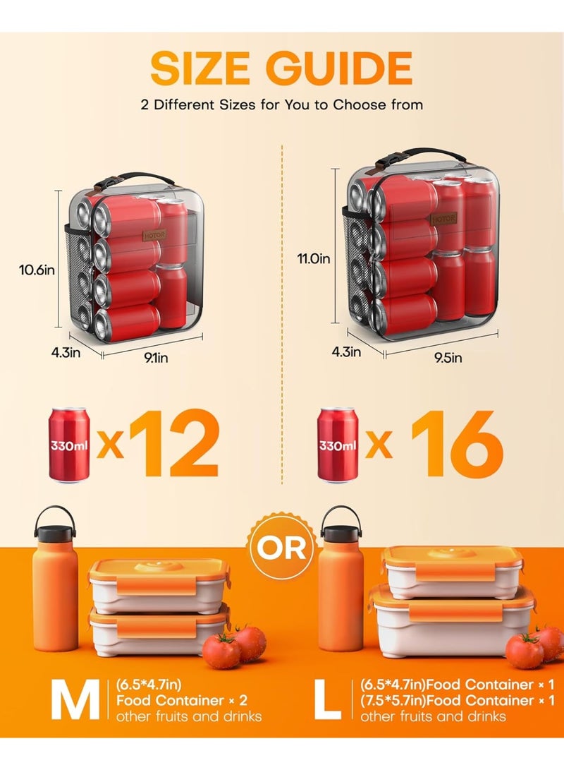 عام حقيبة غداء للرجال والنساء - حقيبة غداء معزولة ذات سعة كبيرة مع جيوب متعددة، صندوق غداء مبرد مقاوم للاهتراء للمكتب، النزهة، أسود، 7 لتر، 9.06 بوصة × 4.33 بوصة × 10.63 بوصة - Image 5